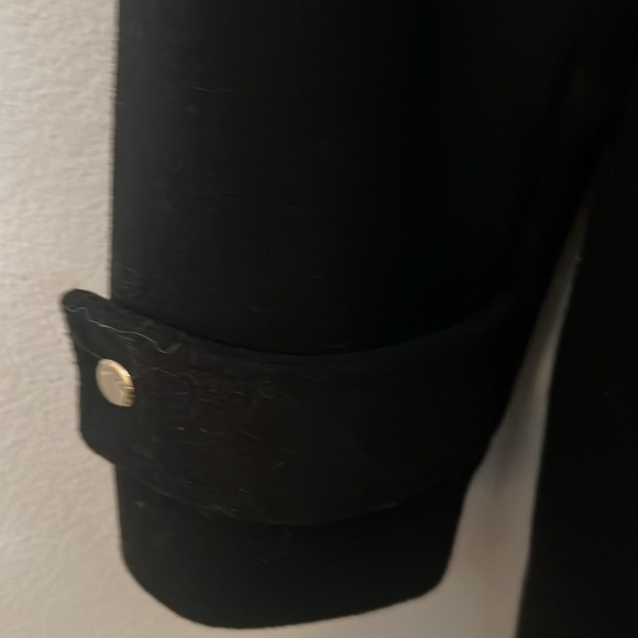 Nine west L black long coat with hoodie. Hoodie fur not included. Zipper up - Picture 5 of 8